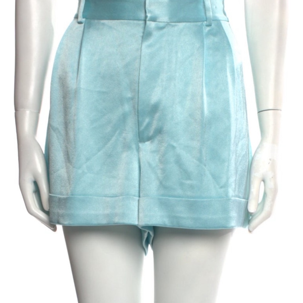 Satin Alice + Olivia Light Blue High Waist Shorts